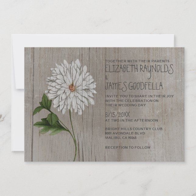Invitaciones rústicas de la boda del crisantemo (Anverso)