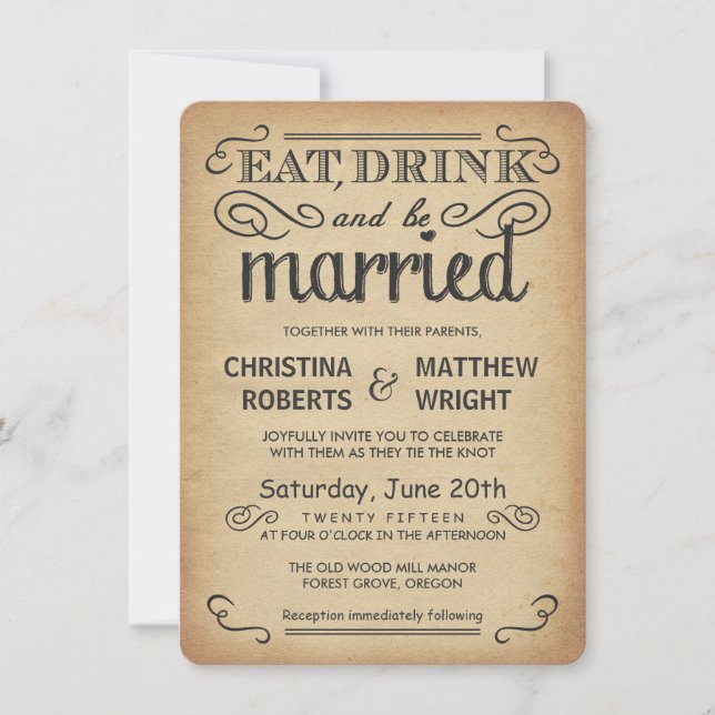 Invitaciones rústicas de la boda del estilo del (Anverso)
