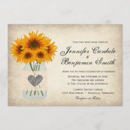 Invitaciones rústicas de la boda del girasol del