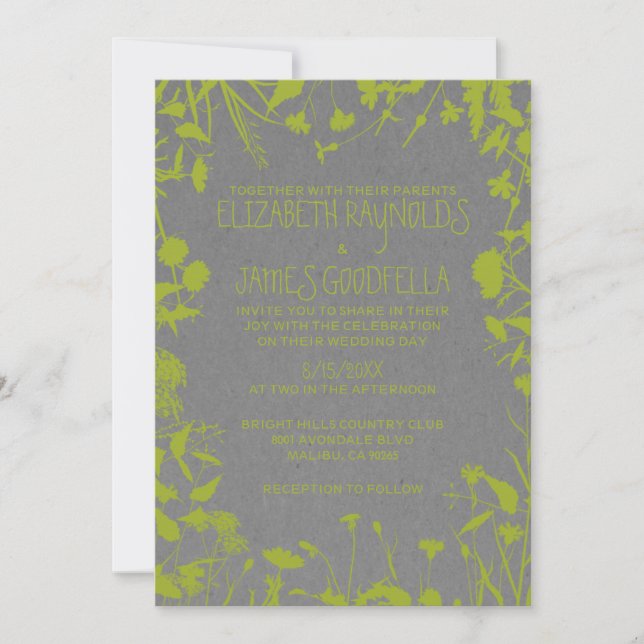 Invitaciones rústicas de la boda del jardín (Anverso)
