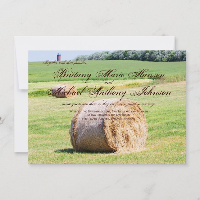Invitaciones rústicas de la boda del país de las (Anverso)
