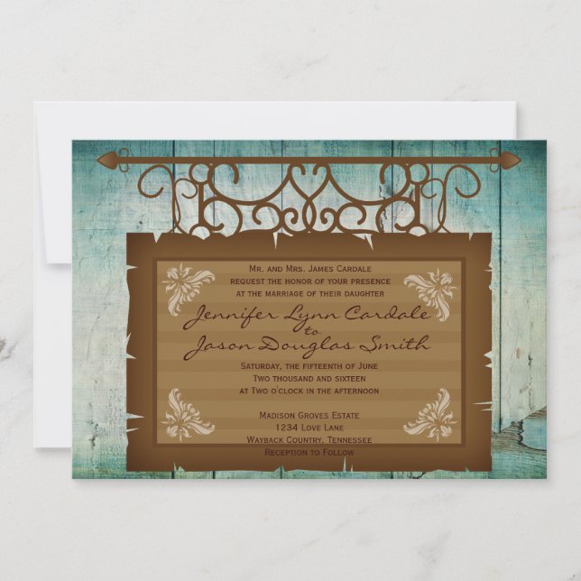 Invitaciones rústicas de la boda del país del (Anverso)