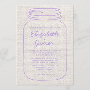 Invitaciones rústicas de la boda del tarro de