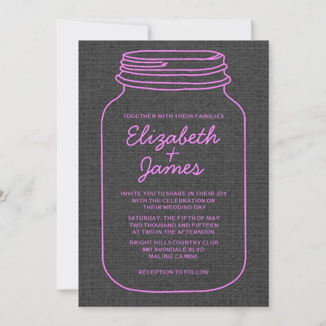 Invitaciones rústicas de la boda del tarro de (Anverso)