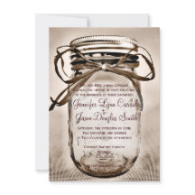 Invitaciones rústicas de la boda del tarro de