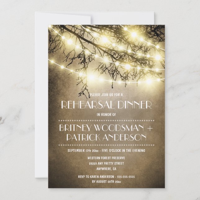 Invitaciones rústicas de la cena del ensayo del (Anverso)