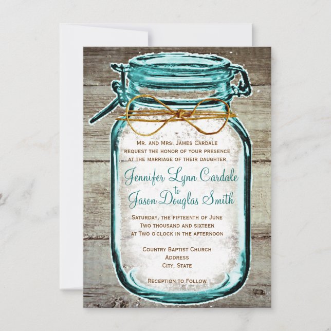 Invitaciones rústicas de madera de la boda del (Anverso)