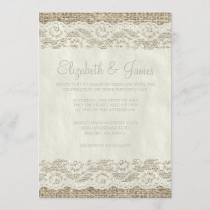 Invitaciones rústicas de marfil de la boda del