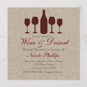 Invitaciones Rústicas de VINO & Postre para CUALQU