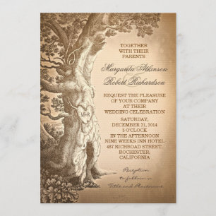 invitaciones rústicas del boda del árbol del