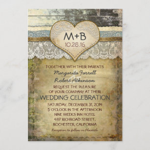 invitaciones rústicas del boda del país
