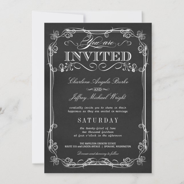 Invitaciones rústicas elegantes de la boda de la (Anverso)