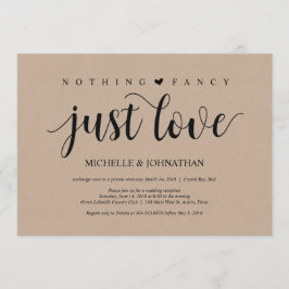 Invitaciones rústicas kraft para boda íntima y rec