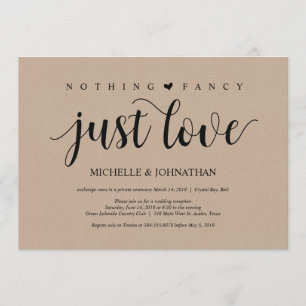 Invitaciones rústicas kraft para boda íntima y rec