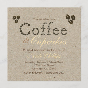 Invitaciones Rústicas Naturales de Granos de CAFE 