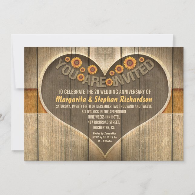 invitaciones rústicas para aniversario de bodas (Anverso)