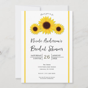 Invitaciones Rústicas Simples Blancas de Girasoles