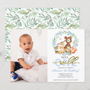 Invitaciones salvajes de un cumpleaños con foto