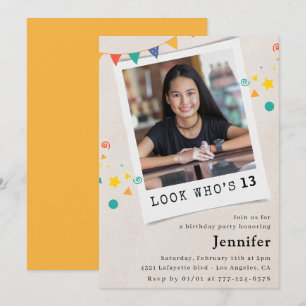 Invitaciones sencillas de cumpleaños 13 para niña 
