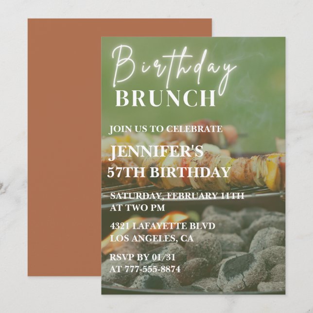 Invitaciones sencillas de cumpleaños 57 para barba (Anverso / Reverso)