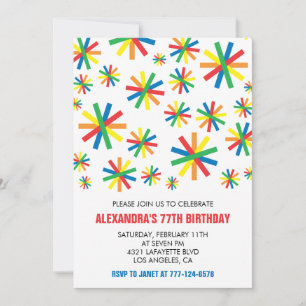Invitaciones sencillas de cumpleaños 77 con confet