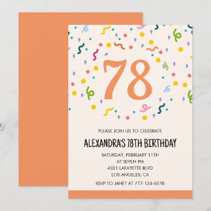 Invitaciones sencillas de cumpleaños 78 Confeti Mo