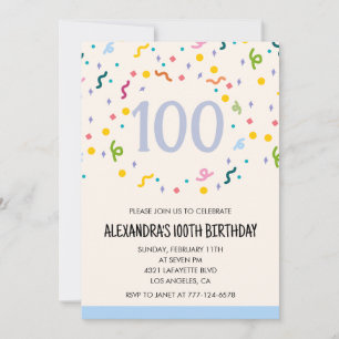 Invitaciones sencillas de cumpleaños número 100 Co