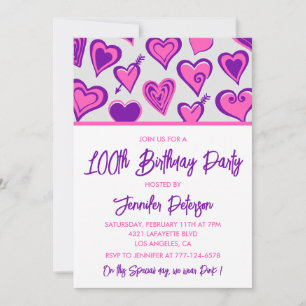 Invitaciones sencillas de cumpleaños número 100 Gl