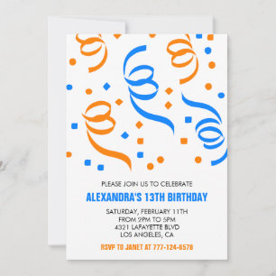 Invitaciones sencillas de cumpleaños número 13 Con