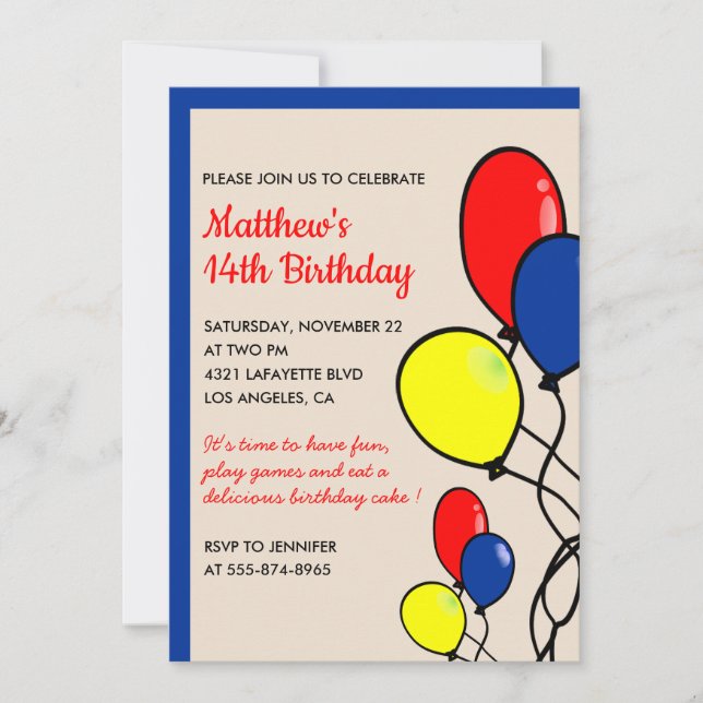 Invitaciones sencillas de cumpleaños número 14 Glo (Anverso)