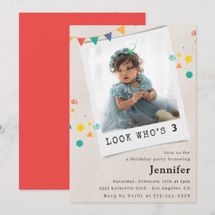 Invitaciones sencillas de cumpleaños número 3 para