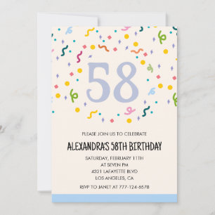 Invitaciones sencillas de cumpleaños número 58 Con