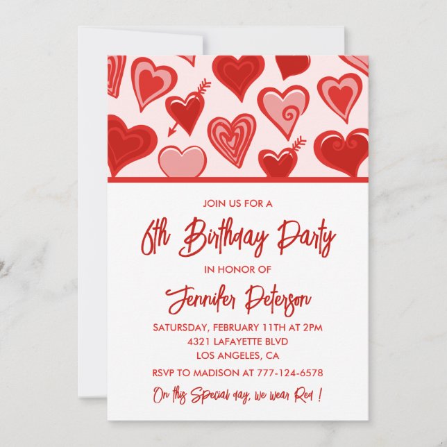 Invitaciones sencillas de cumpleaños número 6 para (Anverso)