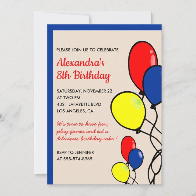 Invitaciones sencillas de cumpleaños número 8 Glob (Anverso)