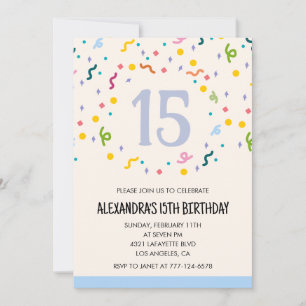 Invitaciones sencillas para cumpleaños 15 Confetti