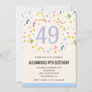 Invitaciones sencillas para cumpleaños 49 Confeti 