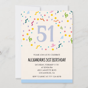 Invitaciones sencillas para cumpleaños 51 Confeti 