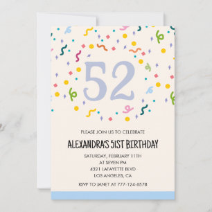 Invitaciones sencillas para cumpleaños 52 Confeti 