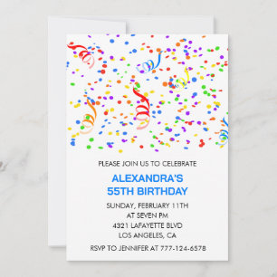 Invitaciones sencillas para cumpleaños 55 Confeti 