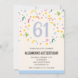 Invitaciones sencillas para cumpleaños 61 Confeti 