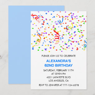 Invitaciones sencillas para cumpleaños 62 Confeti 