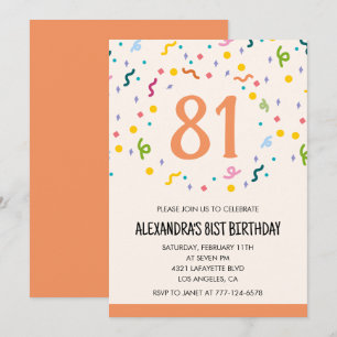 Invitaciones sencillas para cumpleaños 81 Confeti 