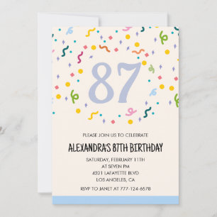 Invitaciones sencillas para cumpleaños 87 Confeti