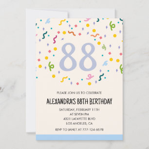 Invitaciones sencillas para cumpleaños 88 Confeti 