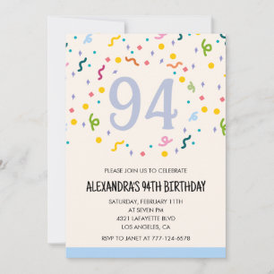 Invitaciones sencillas para cumpleaños 94 Confeti 