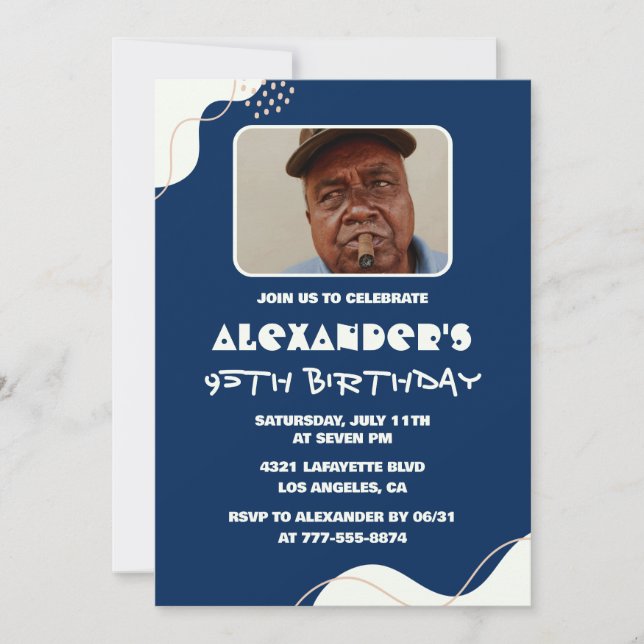 Invitaciones sencillas para cumpleaños 95 hombres  (Anverso)