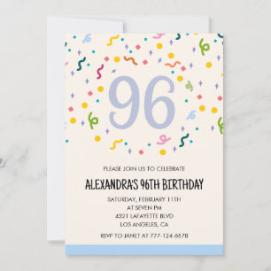 Invitaciones sencillas para cumpleaños 96 Confeti