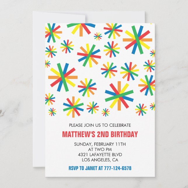 Invitaciones sencillas para cumpleaños número 2 de (Anverso)