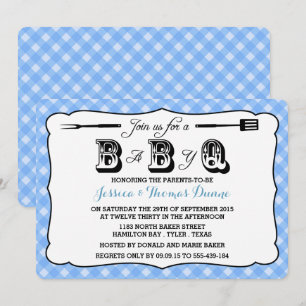 Invitaciones simples a bañador de bebé de Gingham