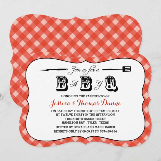 Invitaciones simples a bañador de bebé en Red Ging (Anverso / Reverso)